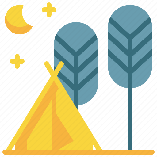 Tree, forest, campground, tent, night, camping icon icon - Download on Iconfinder