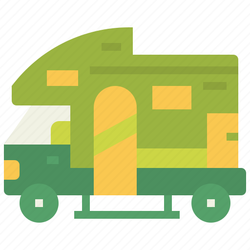 Camper, van, camping, trailer, transportation, vehicle, flat icon - Download on Iconfinder