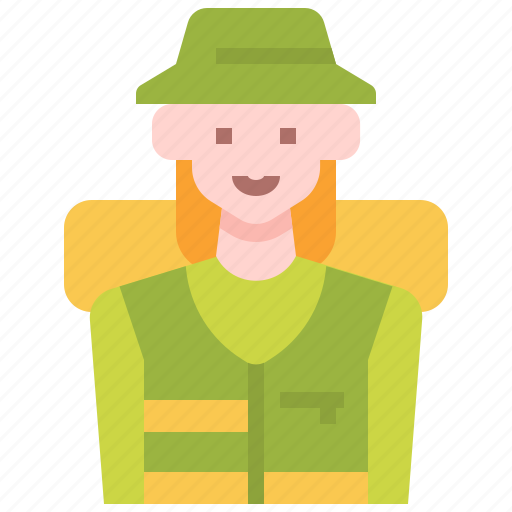 Girl, teen, vest, woman, avatar, camping, clothes icon - Download on Iconfinder