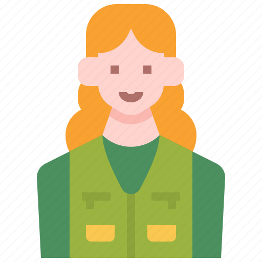 Vest, woman, avatar, camping, clothes, flat icon - Download on Iconfinder