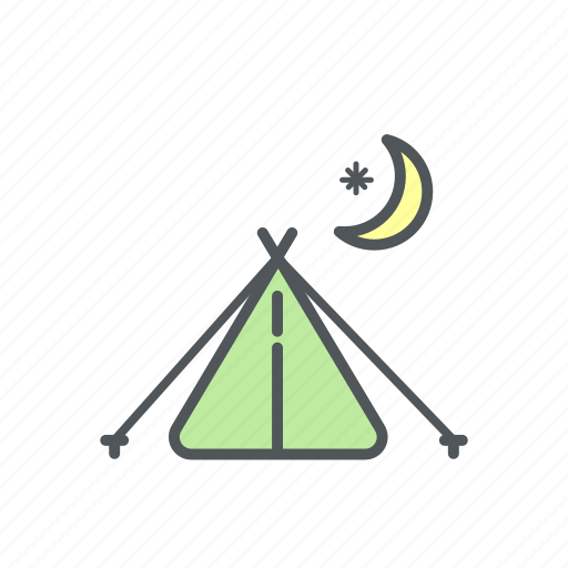 Camp, camping, filled, night, tent icon - Download on Iconfinder