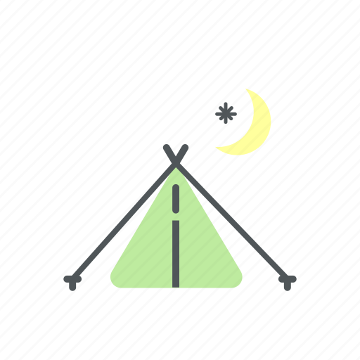 Camp, camping, moon, night, tent icon - Download on Iconfinder