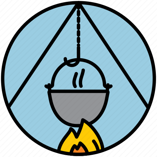 Cauldron, fire, fireplace, goulash, meal, picnic, pot icon - Download on Iconfinder