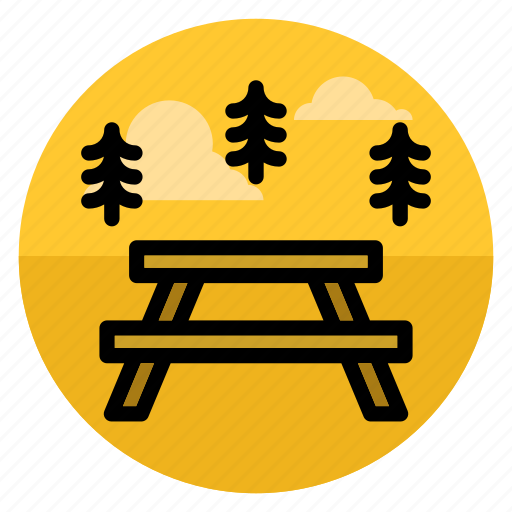 Area, forest, picnic, food, picnic table, travel, camping icon - Download on Iconfinder