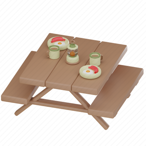 Camping, table, journey, relaxation, holiday, rest, trip 3D illustration - Download on Iconfinder