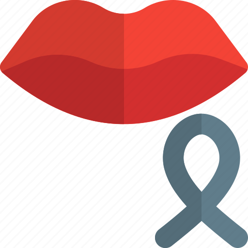Lips, ribbon, cancer icon - Download on Iconfinder