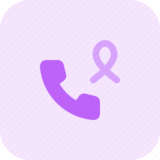 Cancer, helpline, ribbon, phone icon - Download on Iconfinder