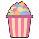 candy, coated, popcorn, snack, sweets, confectionery