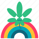cannabis, marijuana, plant, leaves, drug, rainbow, happy