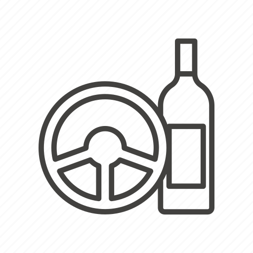 Car, alcohol, bottle, drink, driving drunk, steering wheel, wine icon - Download on Iconfinder