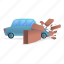 accident, car, house, retro, wall 