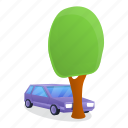 accident, business, car, hit, man, tree