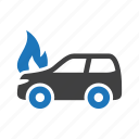 burn, car, fire
