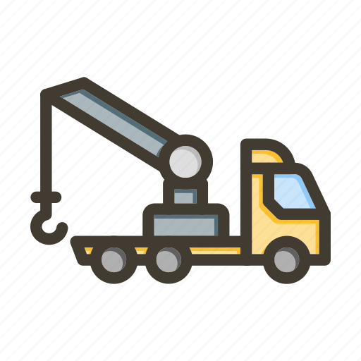 Tow truck, truck, vehicle, transport, crane icon - Download on Iconfinder