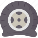 tire, flat, accident, wheel, car