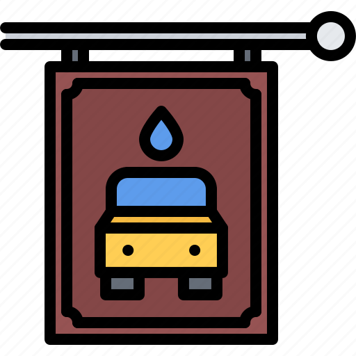 Signboard, car, transport, water, cleaning, washing icon - Download on Iconfinder