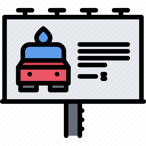 Billboard, advertising, car, transport, water, cleaning, washing icon - Download on Iconfinder