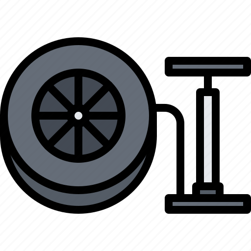 Tire, wheel, pump, cleaning, washing icon - Download on Iconfinder