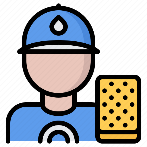 Cleaner, man, sponge, cleaning, washing icon - Download on Iconfinder