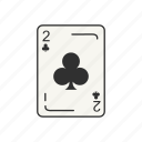 card, card deck, card games, clubs, games, two, two of clubs 