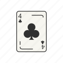 card, card deck, card games, clubs, four, four of clubs, games 