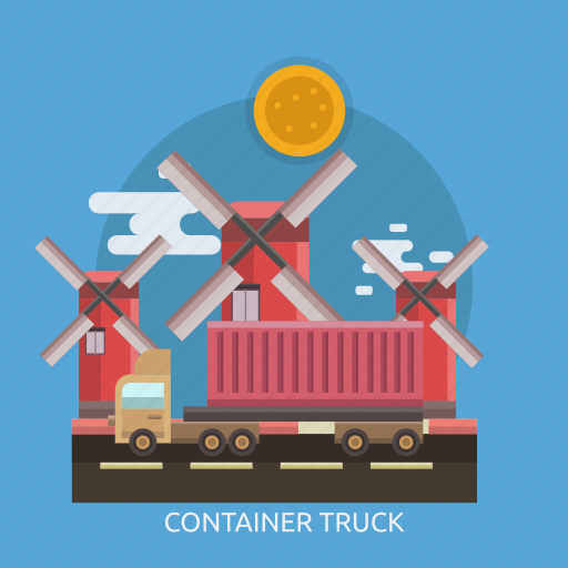 Cargo, container, delivery, street, transport, truck, windmill icon - Download on Iconfinder