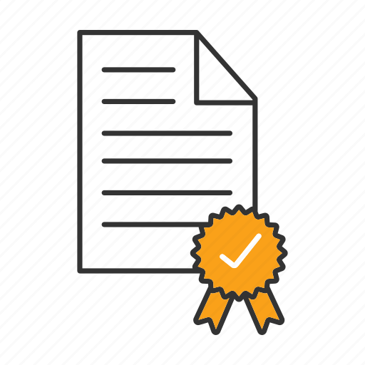 Certificate, checkmark, file, paper, seal, sheet, stamp icon - Download on Iconfinder