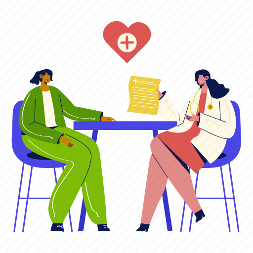 Medical consultation, consulting, doctor, patient, diagnosis, psychologist, medical clinic illustration - Download on Iconfinder
