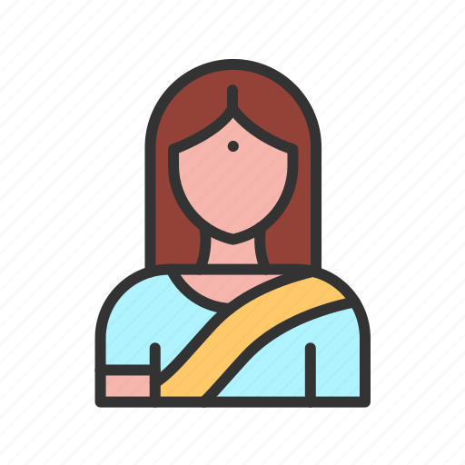 Sari, clothes, traditional, lady, indian, avatar, bindi icon - Download on Iconfinder
