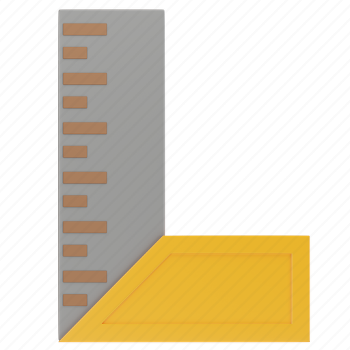 Square, ruler, tool, industry, construction, workshop, woodwork 3D illustration - Download on Iconfinder