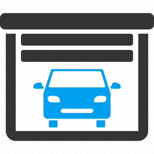 Automobile, car, open garage, parking, property, safety, workshop icon - Download on Iconfinder