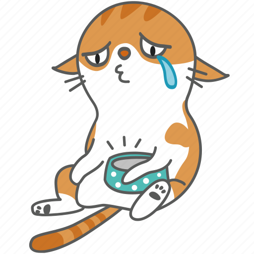 Cartoon, cat, character, hungry, kitten, kitty, sad icon - Download on Iconfinder