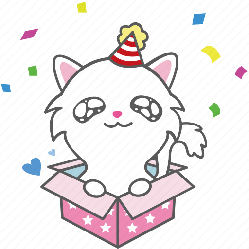 Cartoon, cat, character, emoji, emoticon, kitty, party icon - Download on Iconfinder