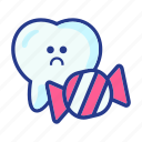 candy, character, dental, dentist, molar, tooth, unhappy 