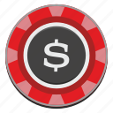 casino, chip, dollar, gamble, game, red, usd