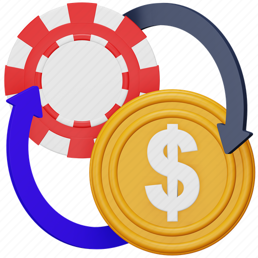 Money, exchange, casino, dollar, coin, chip, gambling 3D illustration - Download on Iconfinder