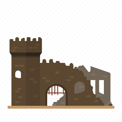 Architecture, broken, building, castle, fortress, medieval, ruin icon - Download on Iconfinder
