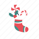 stocking, socks, christmas, gift, mistletoe, candy, winter, noel