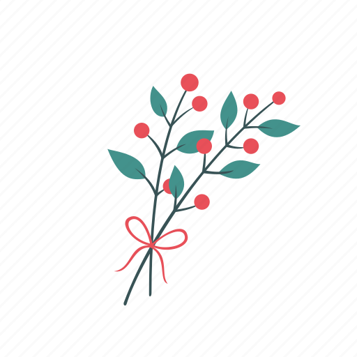Berries, christmas, bow, branch, floral, winter, noel icon - Download on Iconfinder