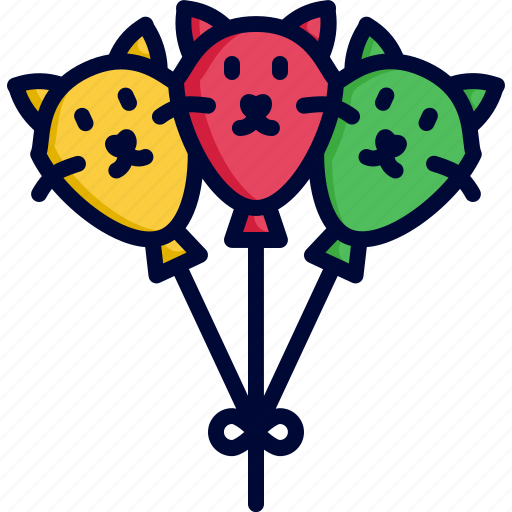 Cat, cute, balloon, decoration, celebration icon - Download on Iconfinder