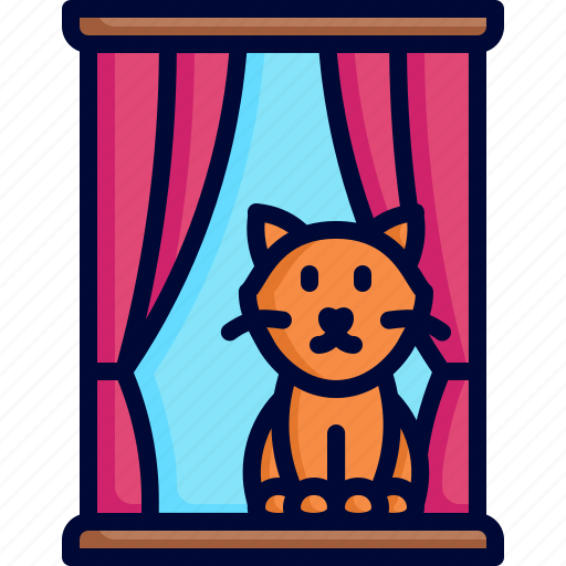 Window, cat, pet, home, inside icon - Download on Iconfinder