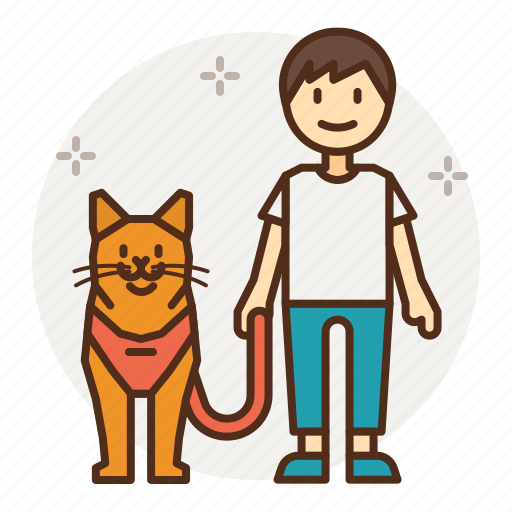 Cat, care, walk, walking, harness, men icon - Download on Iconfinder