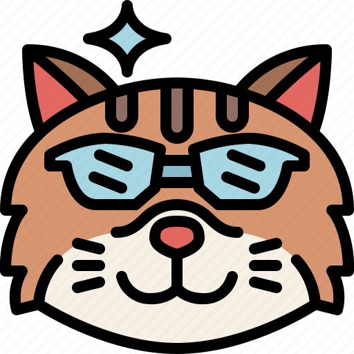 Cat, cool, emoji, emotion, feeling, pet, smart icon - Download on Iconfinder