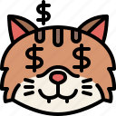animal, cat, emoji, emotion, feeling, money, rich