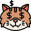 animal, cat, emoji, emotion, feeling, money, rich 