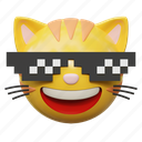 cat, wearing, glasses, emoticon, illustration, face, expresion, emoji, message, chat, conversation, sticker, smiley 