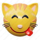 cheeky, smile, cat, emoticon, illustration, social media, sticker, face, expresion, emoji, message, chat, conversation, smiley 