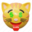 dollar, cat, emoticon, illustration