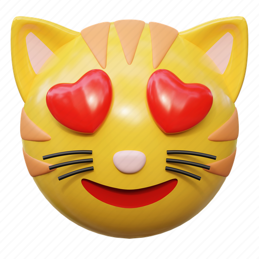 Heart, eyes, cat, emoticon, 3d, icon, illustration 3D illustration - Download on Iconfinder
