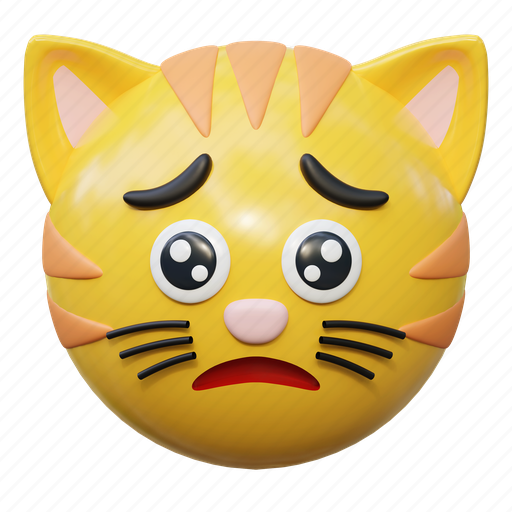 Sad, cat, emoticon, illustration, social media, sticker, face 3D illustration - Download on Iconfinder